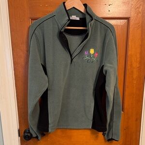 Port Authority Green and Black Floral Zip-Up Jacket